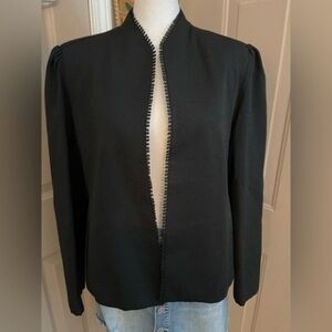 Glen Echo Sportswear vintage open front black blazer w/braided swirl trim sz. 14